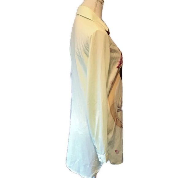 TopShop Womens Mint Green Button Down Front Minnie Mouse Graphic Blouse Medium - Picture 3 of 9